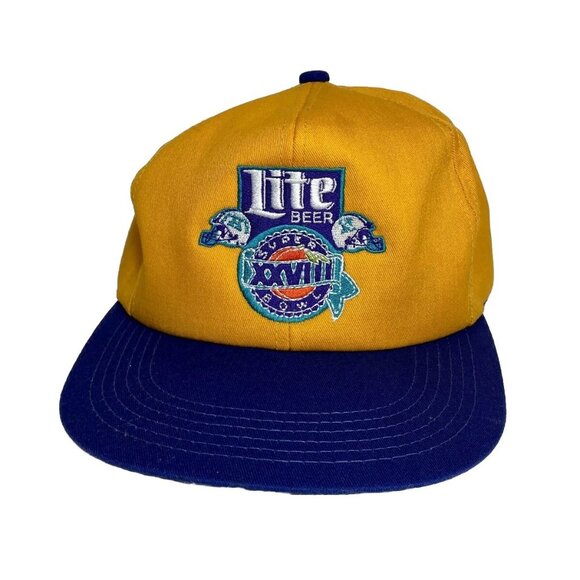 VINTAGE Miller Lite Beer Super Bowl XXVIII 28 Hat Cap Snapback IMPERFECT SEE PIC - Picture 1 of 6